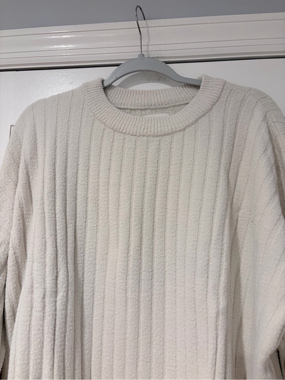 aerie Cream Ribbed Crewneck Sweater - Picture 3 of 8